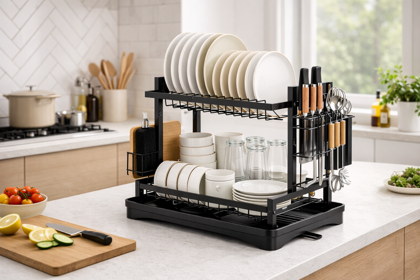 Escurridor de Platos de Dos Niveles