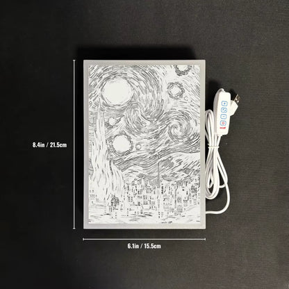 Van Gogh Starry Night Night Light - Artistic LED Room Decor Lamp, Lampara De Noche for Bedroom/Living Room